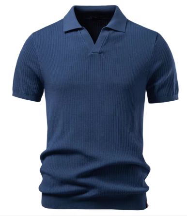 Men's Blue Polo Shirt – Classic Short Sleeve Casual Collared Top