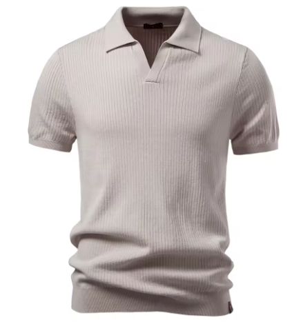 Men's Beige Polo Shirt – Classic Short Sleeve Casual Collared Top