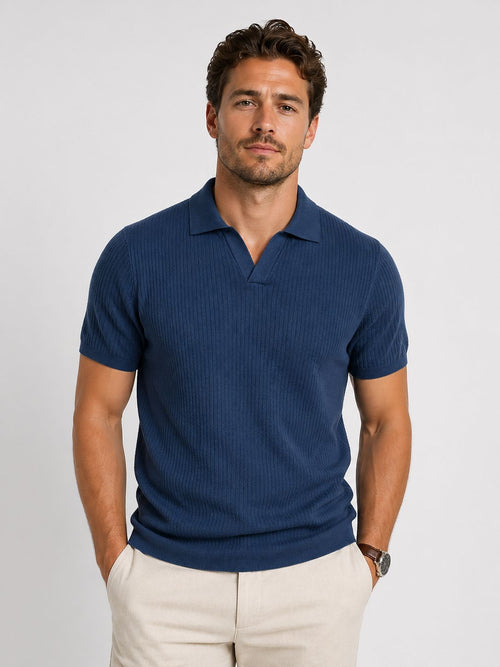 Men's Blue Polo Shirt – Classic Short Sleeve Casual Collared Top