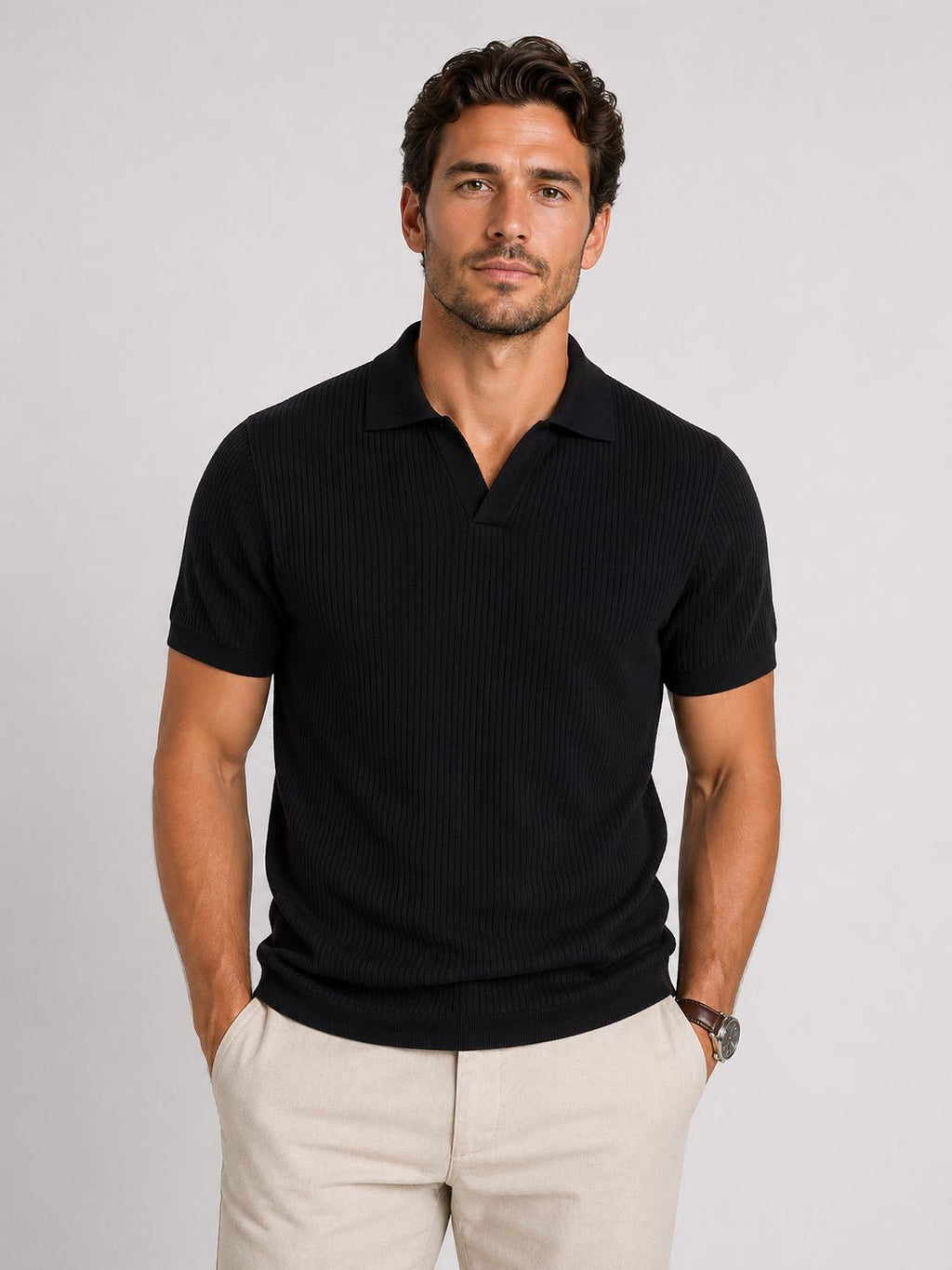 Men's Black Polo Shirt – Classic Short Sleeve Casual Collared Top