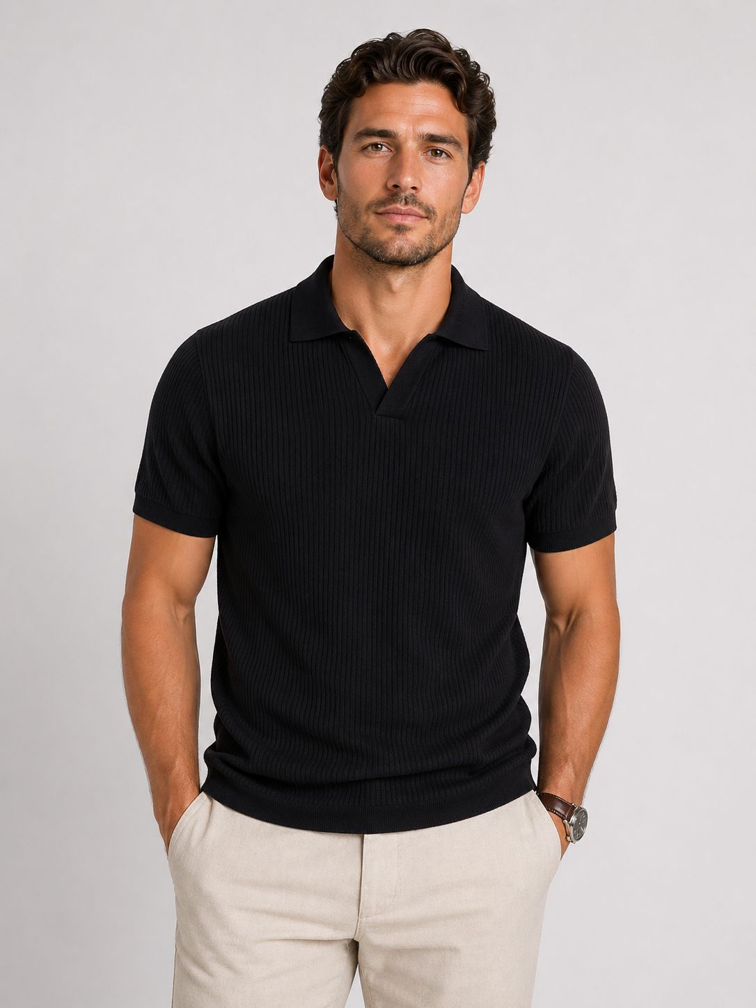 Men's Black Polo Shirt – Classic Short Sleeve Casual Collared Top