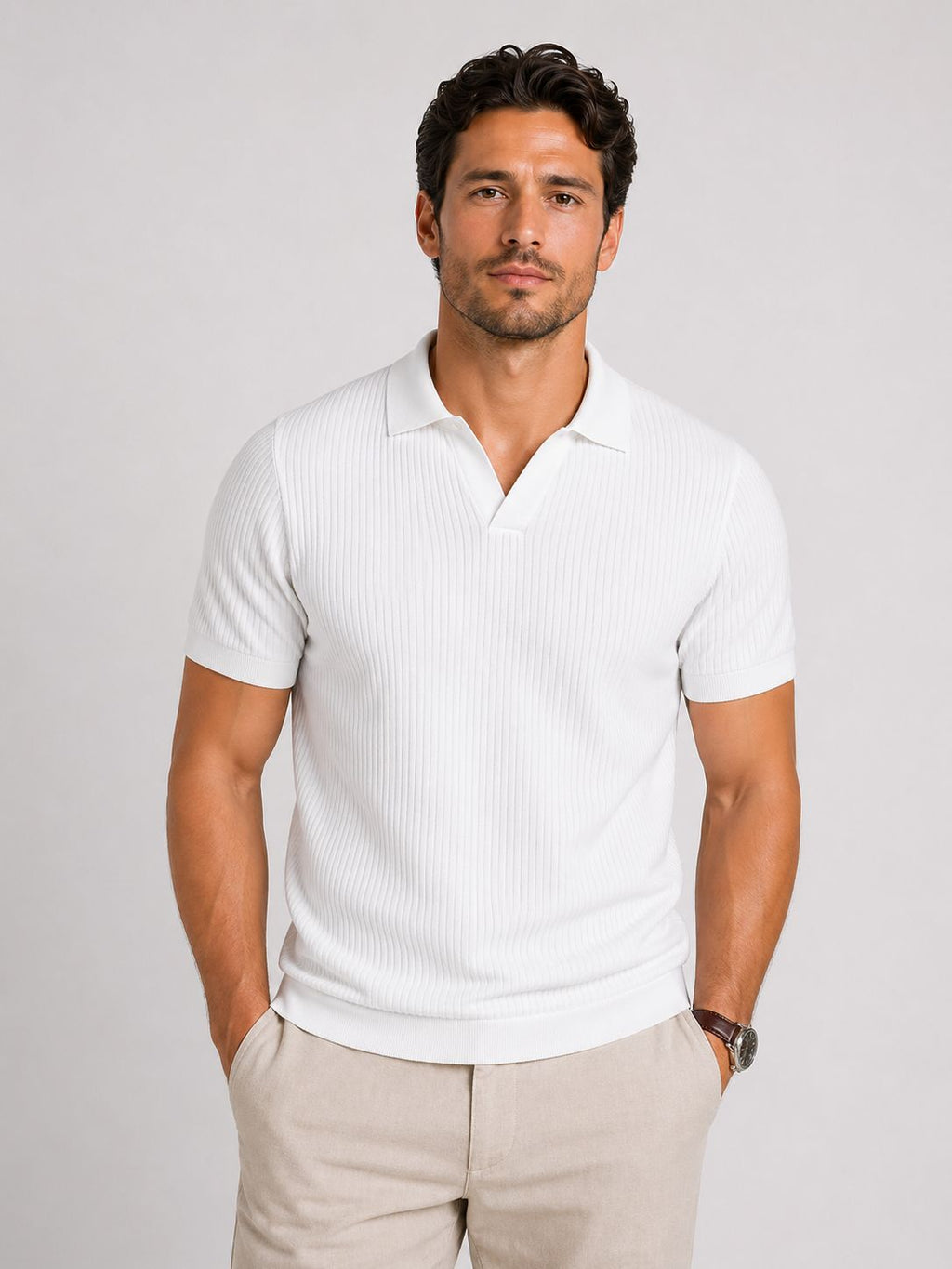 Men's White Polo Shirt – Classic Short Sleeve Casual Collared Top