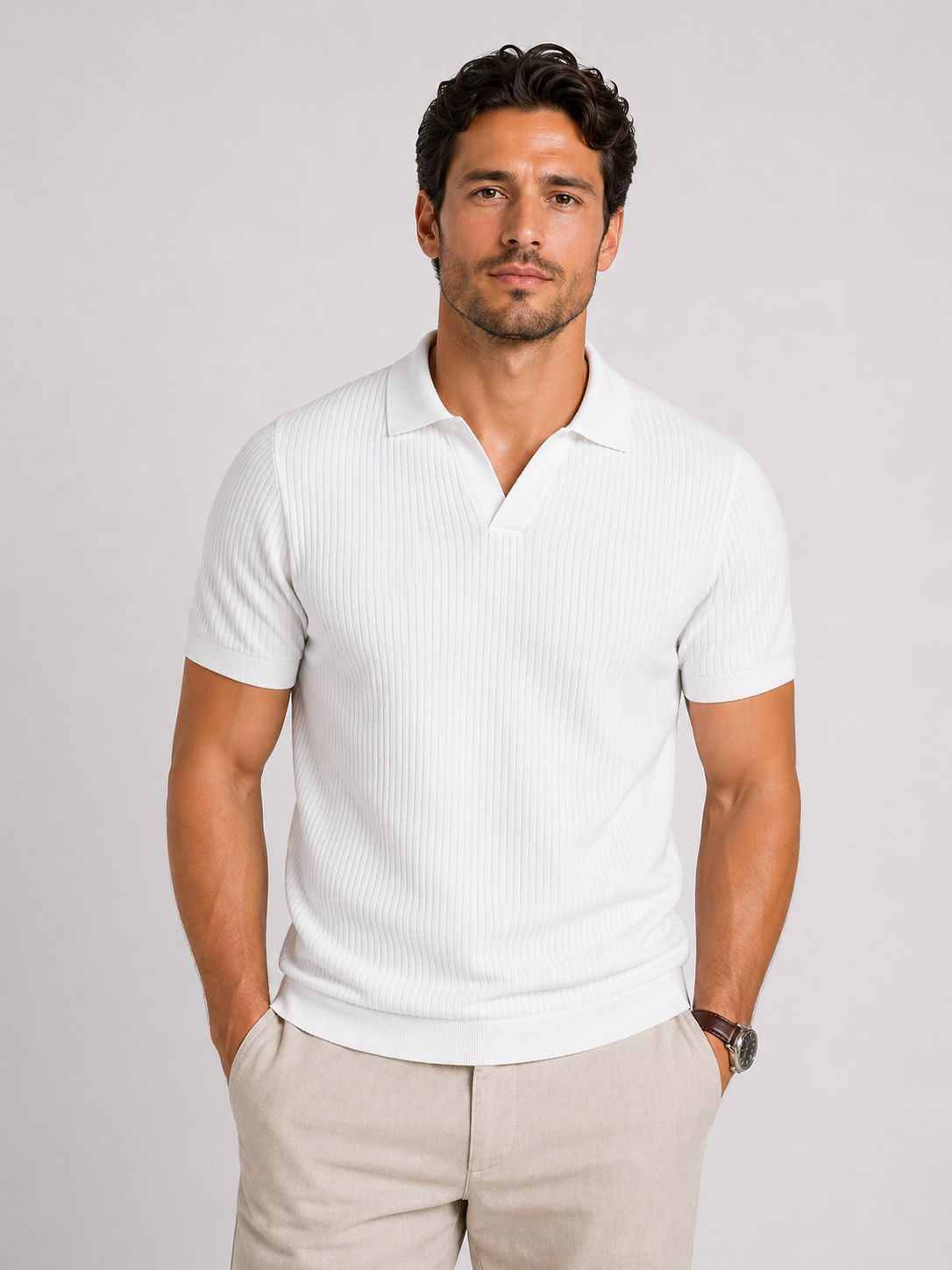 Men's White Polo Shirt – Classic Short Sleeve Casual Collared Top